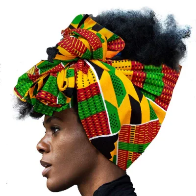 Accesorios para la cabeza para mujer, pañuelo Kente con estampado africano, diadema para mujer africana